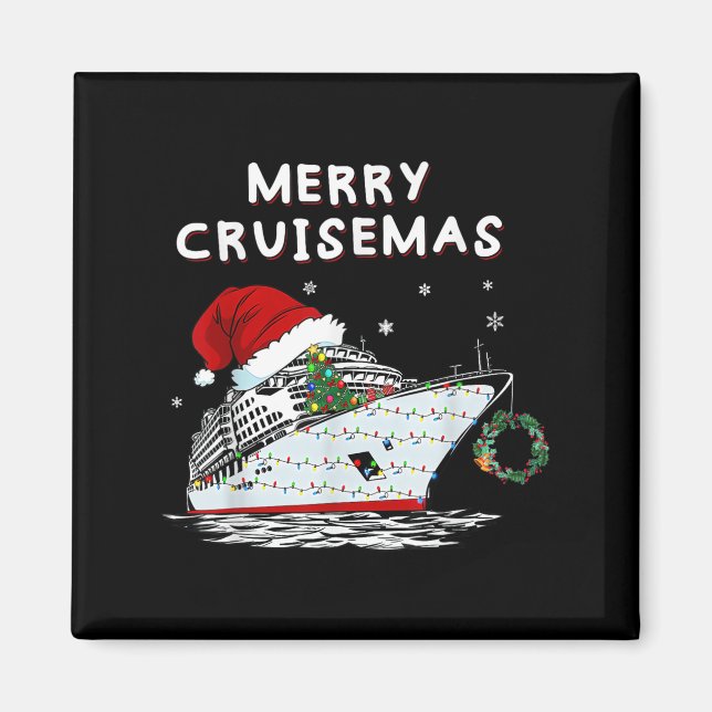 Merry Cruisemas Cruise Ship Santa Hat Christmas Ho Magnet (Vorne)
