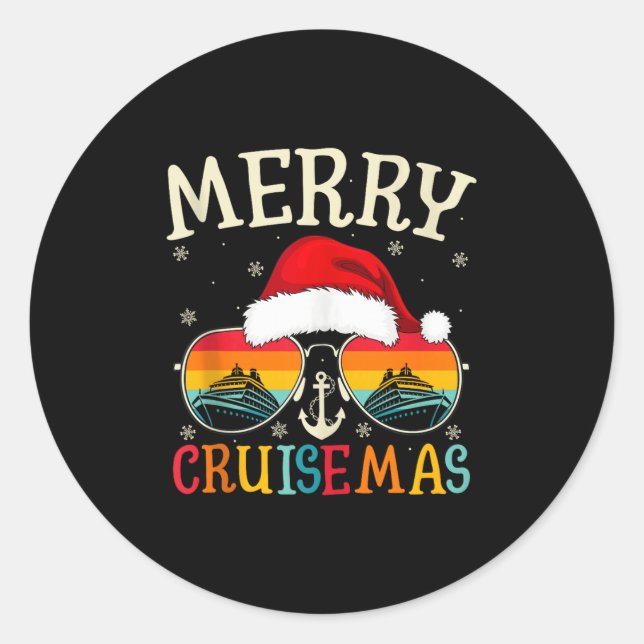Merry Cruisemas Cruise Ship Vacation Cruising Chri Runder Aufkleber (Vorderseite)