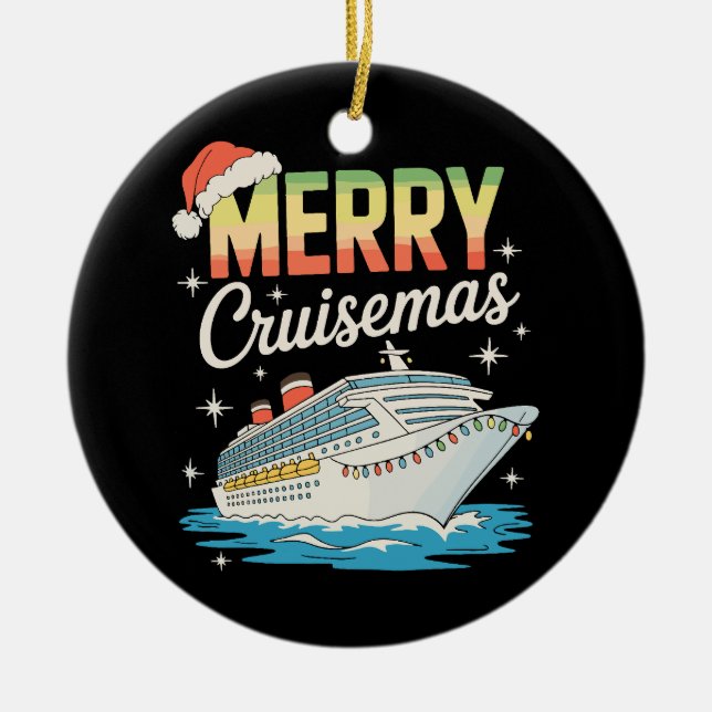 Merry Cruisemas Cruise Ship Xmas Family Christmas Keramik Ornament (Vorne)