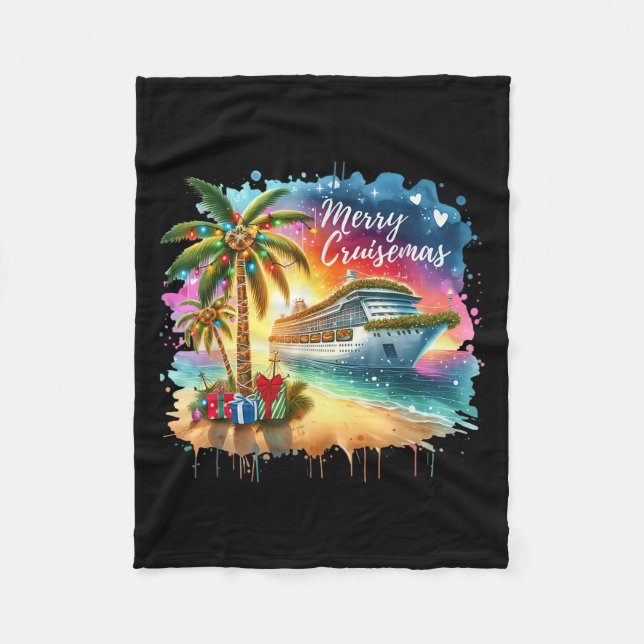 Merry Cruisemas Family Cruise Christmas Funny Boat Fleecedecke (Vorderseite)