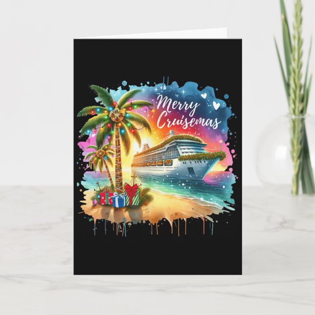 Merry Cruisemas Family Cruise Christmas Funny Boat Karte (Vorderseite)