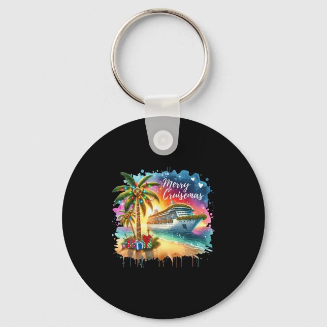 Merry Cruisemas Family Cruise Christmas Funny Boat Schlüsselanhänger (Vorderseite)