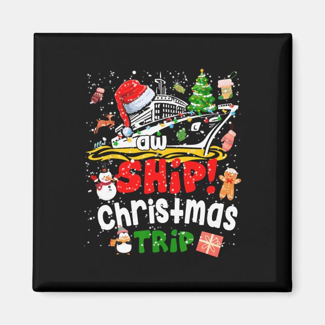 Merry Cruisemas Funny Cruise Ship Familie Weihnach Magnet (Vorne)