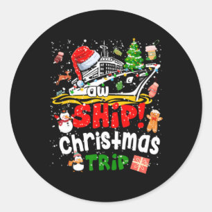Merry Cruisemas Funny Cruise Ship Familie Weihnach Runder Aufkleber