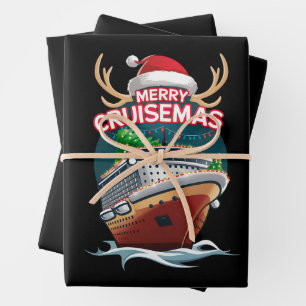 Merry Cruisemas Kreuzfahrtschiff Familie Weihnacht Geschenkpapier Set
