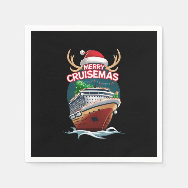 Merry Cruisemas Kreuzfahrtschiff Familie Weihnacht Serviette (Vorderseite)