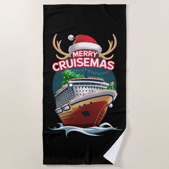 Merry Cruisemas Kreuzfahrtschiff Familie Weihnacht Strandtuch (Vorderseite)
