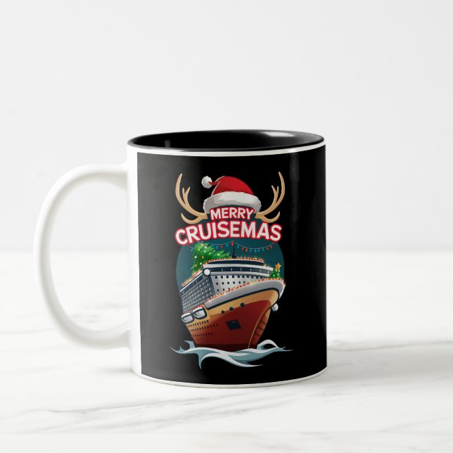 Merry Cruisemas Kreuzfahrtschiff Familie Weihnacht Zweifarbige Tasse (Links)