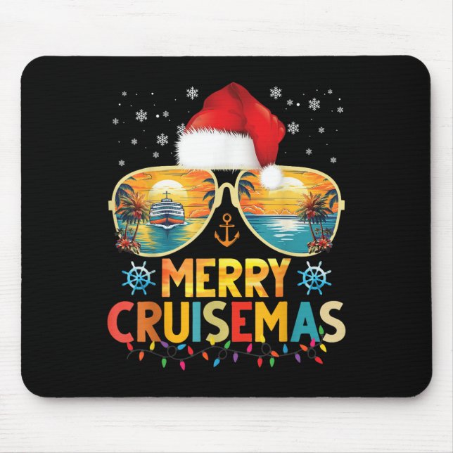 Merry Cruisemas Santa Hat Retro Cruise Ship Christ Mousepad (Vorne)