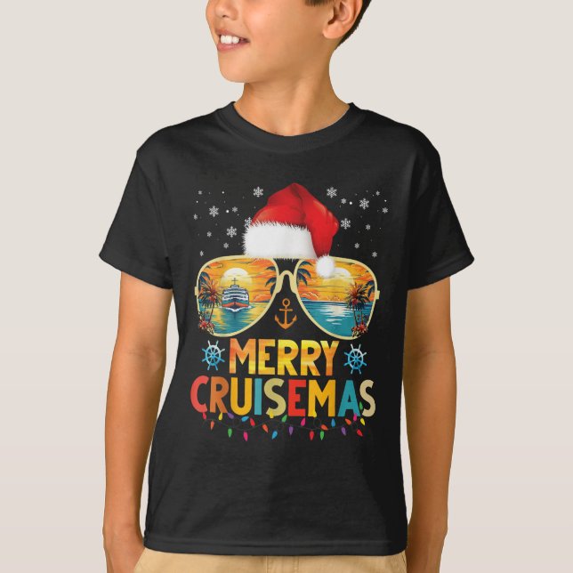 Merry Cruisemas Santa Hat Retro Cruise Ship Christ T-Shirt (Vorderseite)