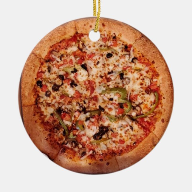 Merry Crustmas Deep Disce Pizza Weihnachten Keramik Ornament (Vorne)