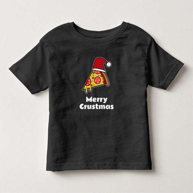 Merry Crustmas FUNNY PIZZA SLICE SANTA Kleinkind T-shirt (Vorderseite)