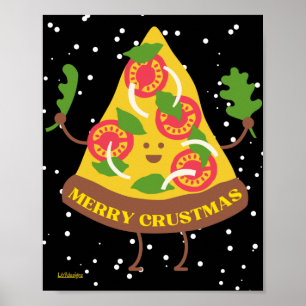 MERRY CRUSTMAS lustige Weihnachten Pizza Pub Gesch Poster