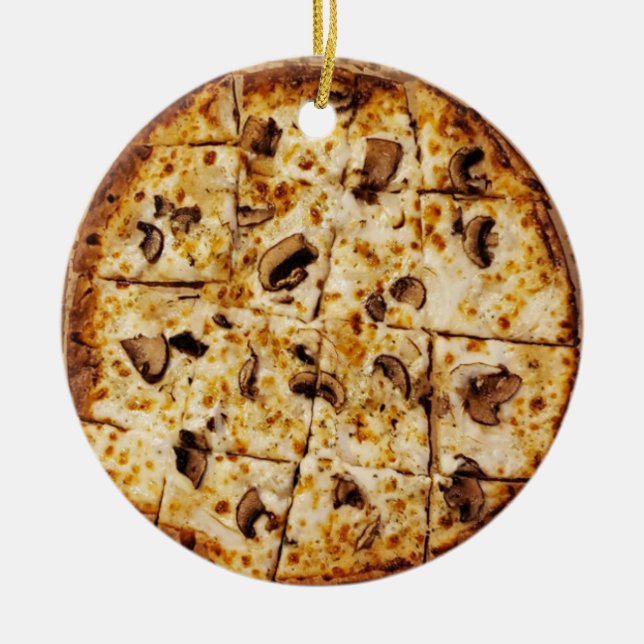 Merry Crustmas Mushroom Pizza Keramik Ornament (Vorne)
