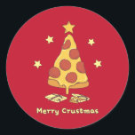 Merry Crustmas - Pizza Christmas Classic Round Sti Runder Aufkleber<br><div class="desc">Merry Crustmas - Pizza Christmas Classic Round Sticker</div>