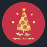 Merry Crustmas - Pizza Christmas Classic Round Sti Runder Aufkleber<br><div class="desc">Merry Crustmas - Pizza Christmas Classic Round Sticker</div>