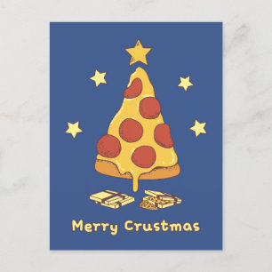 Merry Crustmas - Pizza Christmas Postcard Postkarte