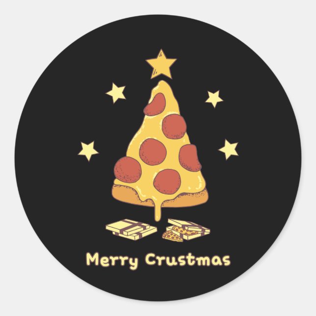 Merry Crustmas - Pizza Christmas Runder Aufkleber (Vorderseite)