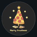 Merry Crustmas - Pizza Christmas Runder Aufkleber<br><div class="desc">Merry Crustmas - Pizza Christmas Classic Round Sticker</div>