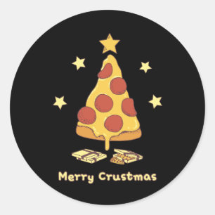 Merry Crustmas - Pizza Christmas Runder Aufkleber