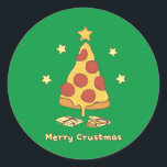 Merry Crustmas - Pizza Christmas Runder Aufkleber<br><div class="desc">Merry Crustmas - Pizza Christmas Classic Round Sticker</div>