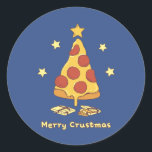 Merry Crustmas - Pizza Christmas Runder Aufkleber<br><div class="desc">Merry Crustmas - Pizza Christmas Classic Round Sticker</div>