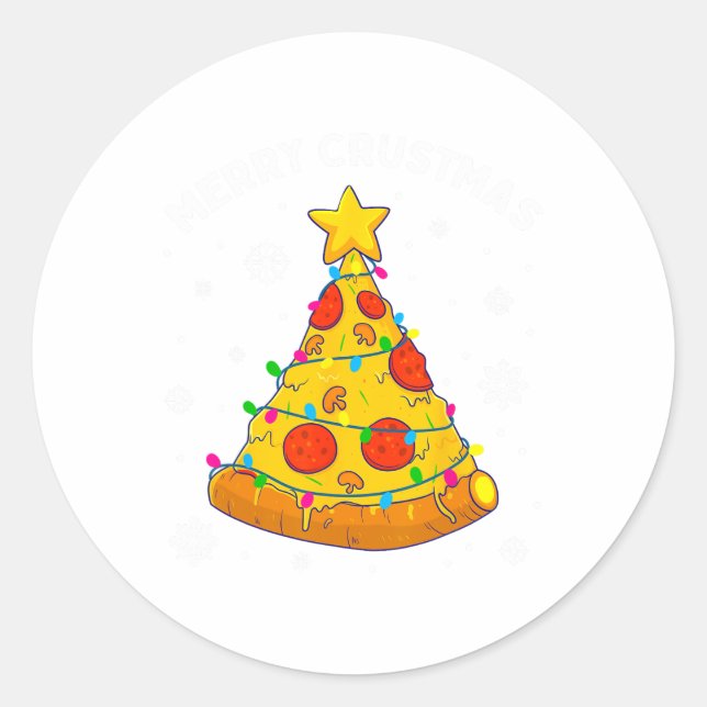 Merry Crustmas Pizza Christmas Tree Xmas Gifts Kid Runder Aufkleber (Vorderseite)