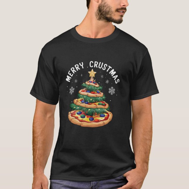 Merry Crustmas Pizza Funny Christmas Tree Xmas Piz T-Shirt (Vorderseite)