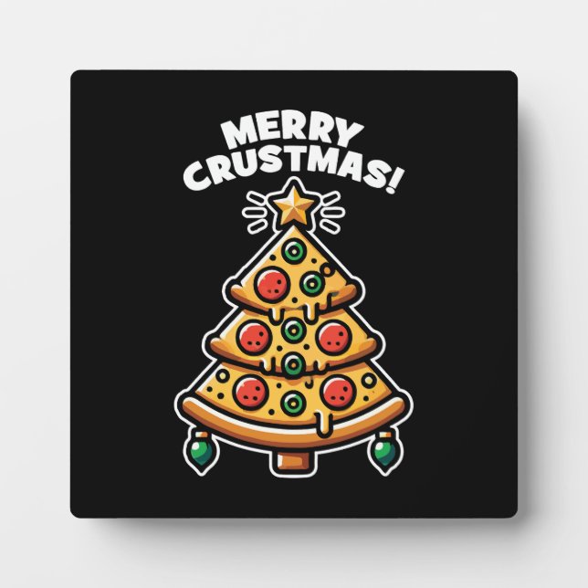 Merry Crustmas Pizza Tree - Funny Christmas Fotoplatte (Vorderseite)