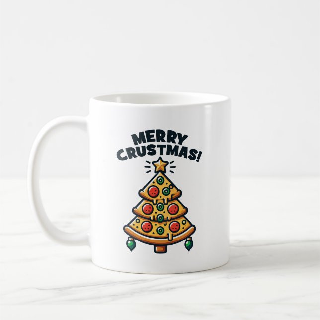 Merry Crustmas Pizza Tree - Funny Christmas Kaffeetasse (Links)