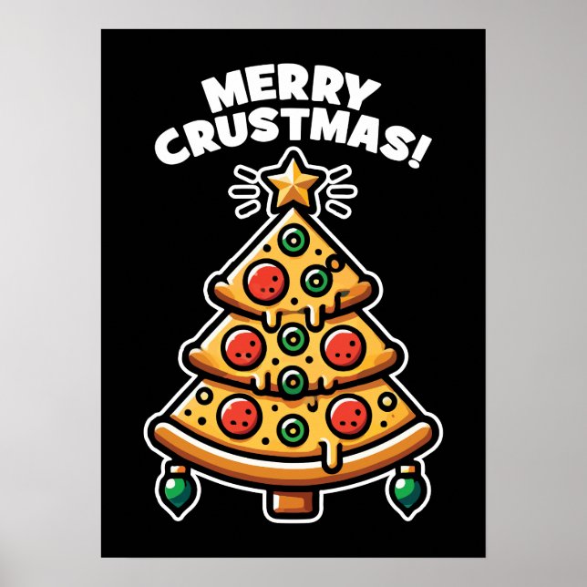 Merry Crustmas Pizza Tree - Funny Christmas Poster (Vorne)