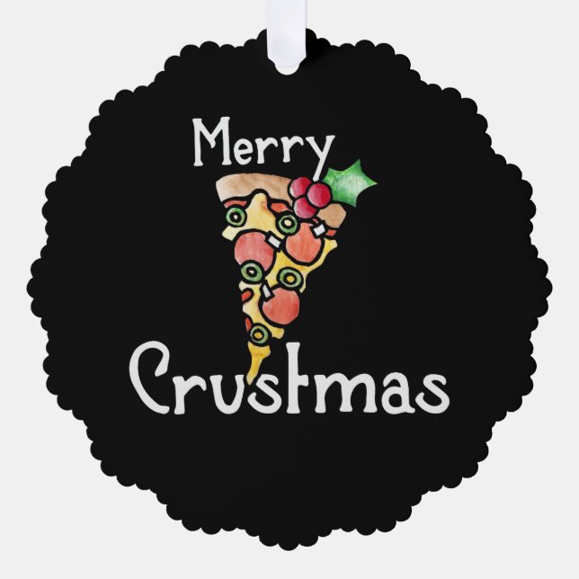 Merry Crustmas Pizza Weihnachten Ornament Karte (Vorderseite)