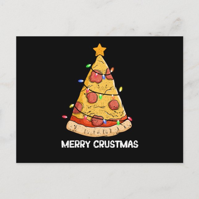Merry Crustmas Pizza Weihnachtsbaum Weihnachten Postkarte (Vorderseite)