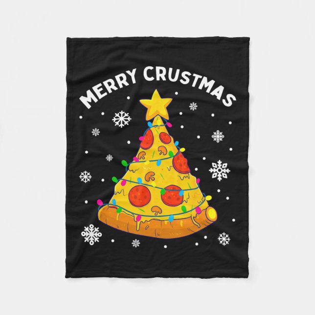 Merry Crustmas Pizza Weihnachtsbaum Weihnachtsgesc Fleecedecke (Vorderseite)