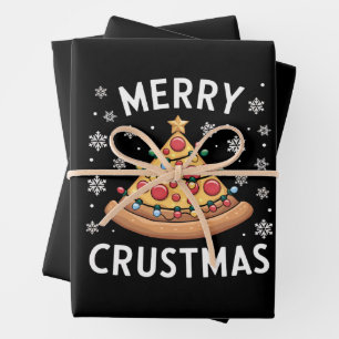 Merry Crustmas Pizza Weihnachtsbaum Weihnachtsgesc Geschenkpapier Set