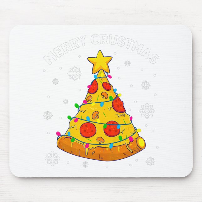 Merry Crustmas Pizza Weihnachtsbaum Weihnachtsgesc Mousepad (Vorne)