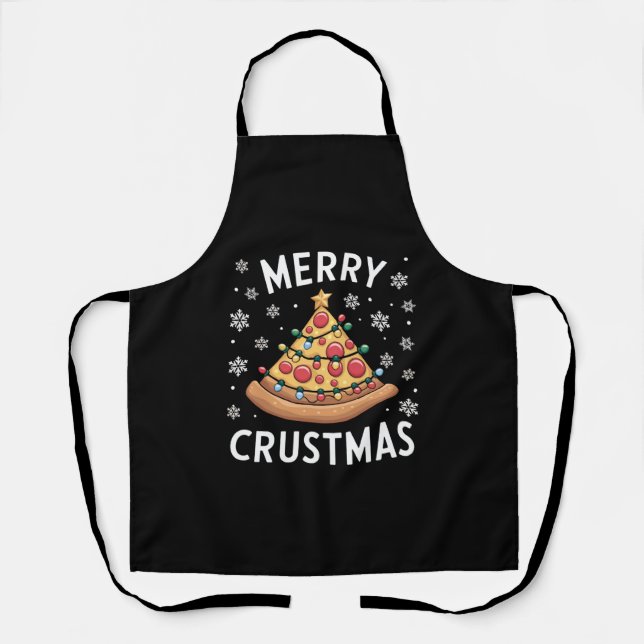 Merry Crustmas Pizza Weihnachtsbaum Weihnachtsgesc Schürze (Vorderseite)