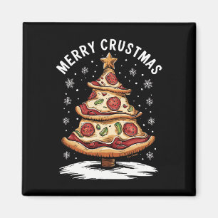 Merry Crustmas Pizza Weihnachtsbaum Xmas Funny Piz Magnet