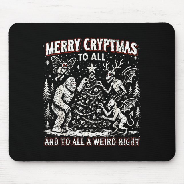 Merry Cryptmas Weird Night Cryptid Holiday Art  Mousepad (Vorne)