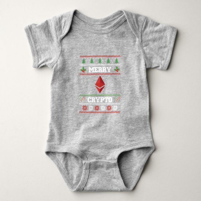Merry Crypto Ethereum Ugly Christmas Sweater Baby Strampler (Vorderseite)