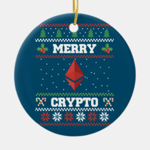 Merry Crypto Ethereum Ugly Christmas Sweater Keramik Ornament