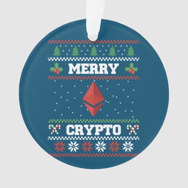 Merry Crypto Ethereum Ugly Christmas Sweater Ornament (Vorderseite)
