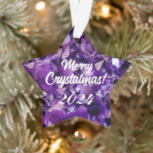 Merry Crystalmas Lila Amethyst Crystal Ornament