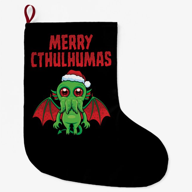 Merry Cthulhumas Seasons Greetings Großer Weihnachtsstrumpf (Vorderseite)