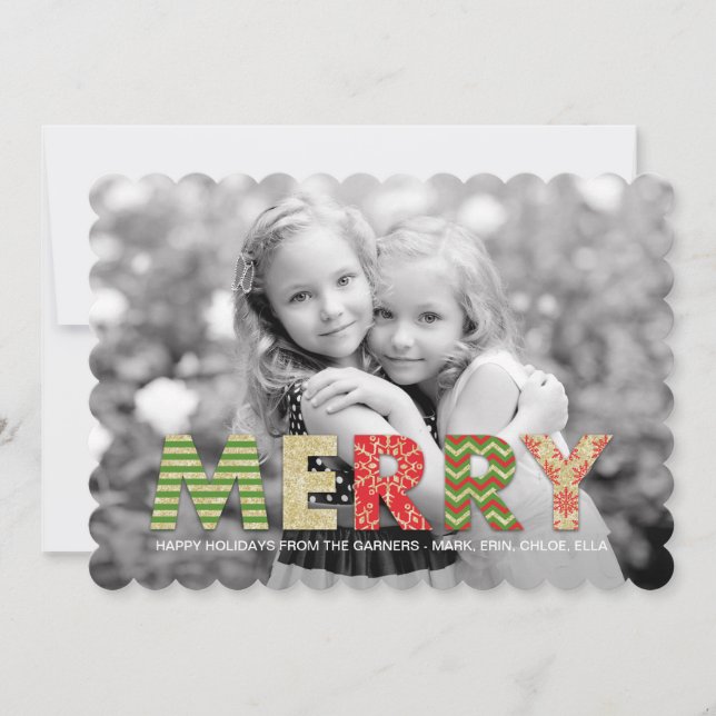 Merry Cutouts Holiday Foto Cards Feiertagskarte (Vorderseite)