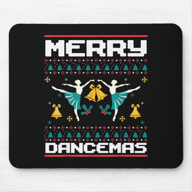 Merry Dancemas Ballet Dancers Ugly Christmas Xmas  Mousepad (Vorne)
