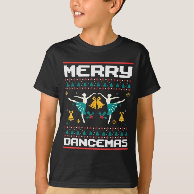 Merry Dancemas Ballet Dancers Ugly Christmas Xmas  T-Shirt (Vorderseite)