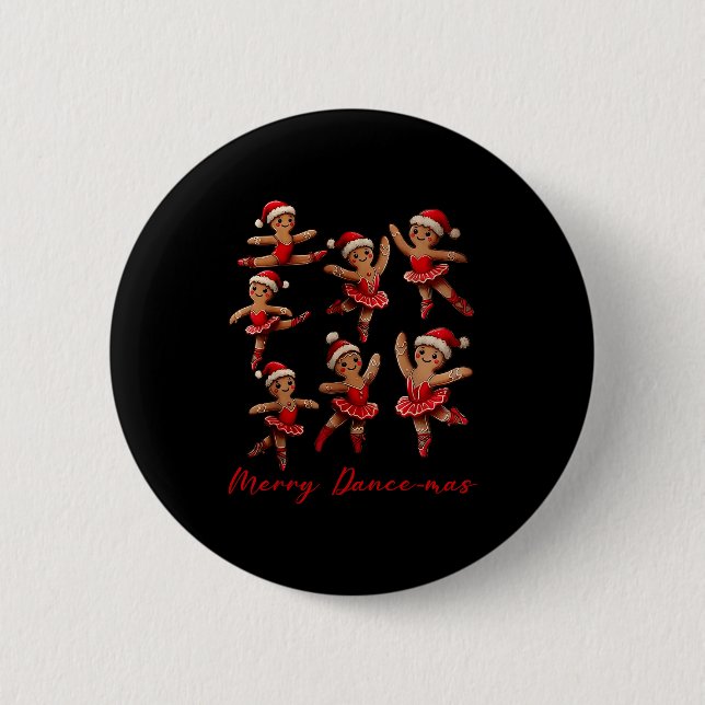 Merry Dancemas Gingerbread Dancer Ballet Christmas Button (Vorderseite)