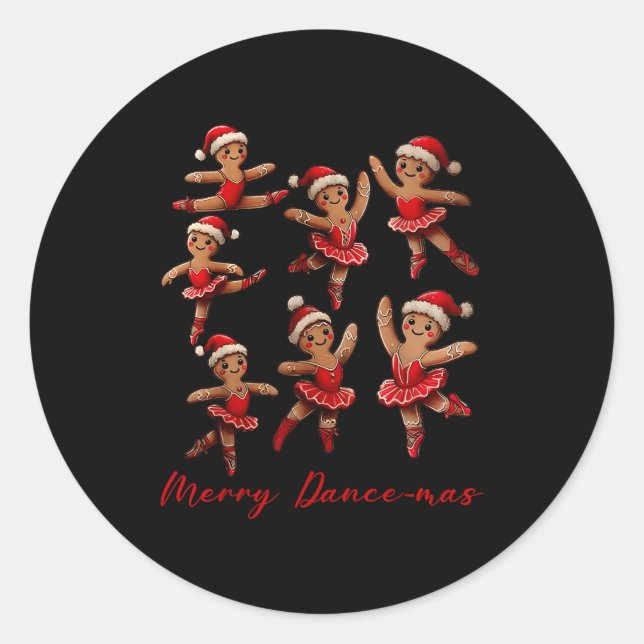 Merry Dancemas Gingerbread Dancer Ballet Christmas Runder Aufkleber (Vorderseite)