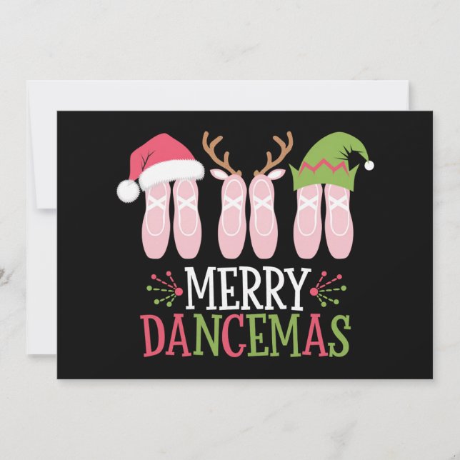 Merry Dancemas Weihnachtsballett Schuhe tanzen Feiertagskarte (Vorderseite)